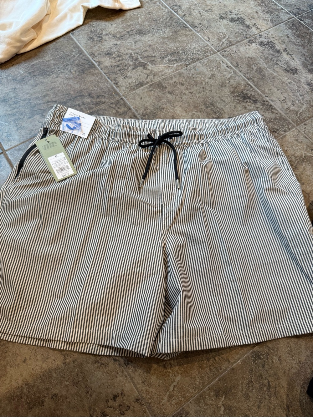 Goodfellow & Co Black and White Striped Swim Trunks